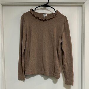 J. Crew Ruffle Collar Lightweight Sweater - Brown